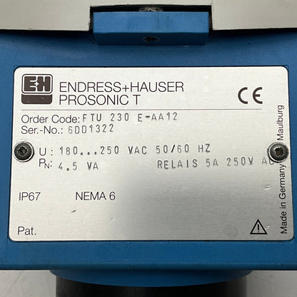 Endress+Hauser Prosonic T FTU 230 E-AA12 Ultrasonic Level Transmitter-Ultrasonic Level Transmitter-Used Industrial Parts