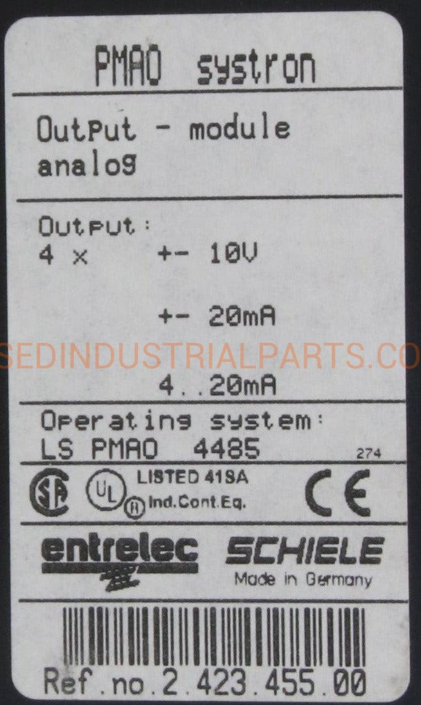 Entrelec Schiele Systron Analog Output Module PMAO-Analog Output Module-AD-05-06-Used Industrial Parts