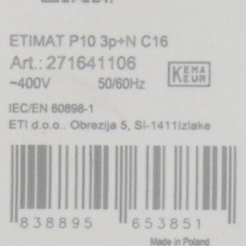 Etimat P10 3p C16 Circuit Breaker-Circuit Breaker-Used Industrial Parts