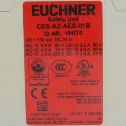 Euchner CES-AZ-AES-01B Safety Unit-Safety Unit-Used Industrial Parts