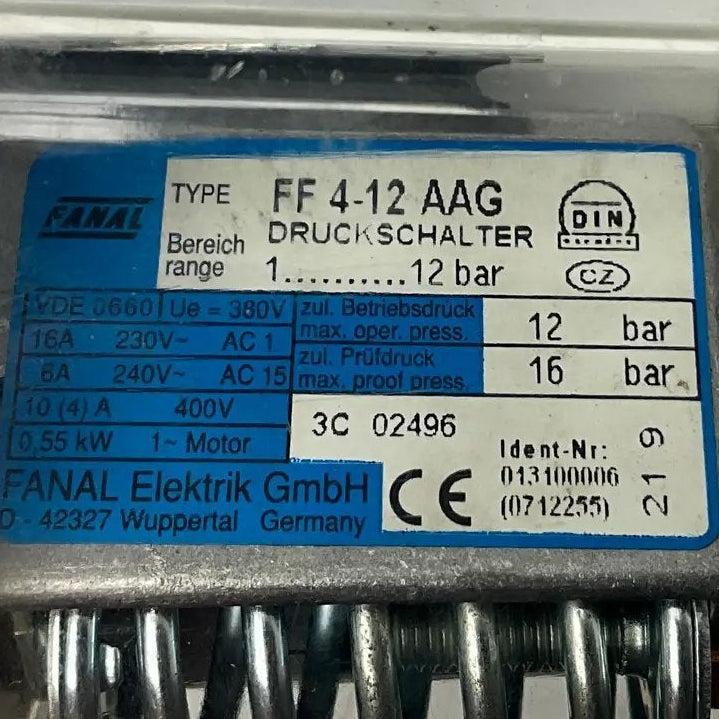 Fanal Elektrik FF 4-12 AAG Electro-Mechanical Pressure Switch-Electro-Mechanical Pressure Switch-Used Industrial Parts