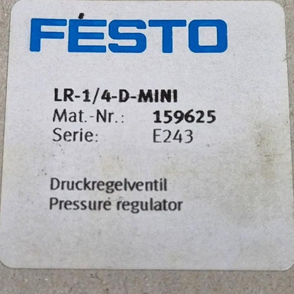 Festo LR-1/4-D-MINI Pressure Regulator with Gauge-Pressure Regulator with Gauge-Used Industrial Parts