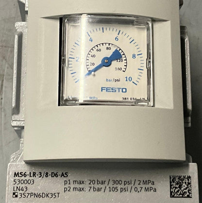 Festo M56-LR-3/8-D6-AS Pressure Regulator 530003-Pressure Regulator-Used Industrial Parts