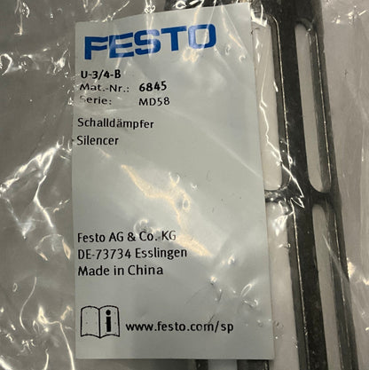 Festo U-3/4-B Pneumatic Silencer 6845-Pneumatic Silencer-Used Industrial Parts