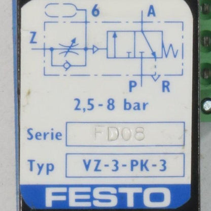 Festo VZ 3 PK 3 Time Delay Valve FD08-Time Delay Valve-Used Industrial Parts