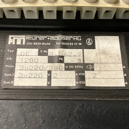 Feurer + Mooser DE 3.062.9 Line Reactor Transformer-Line Reactor Transformer-Used Industrial Parts