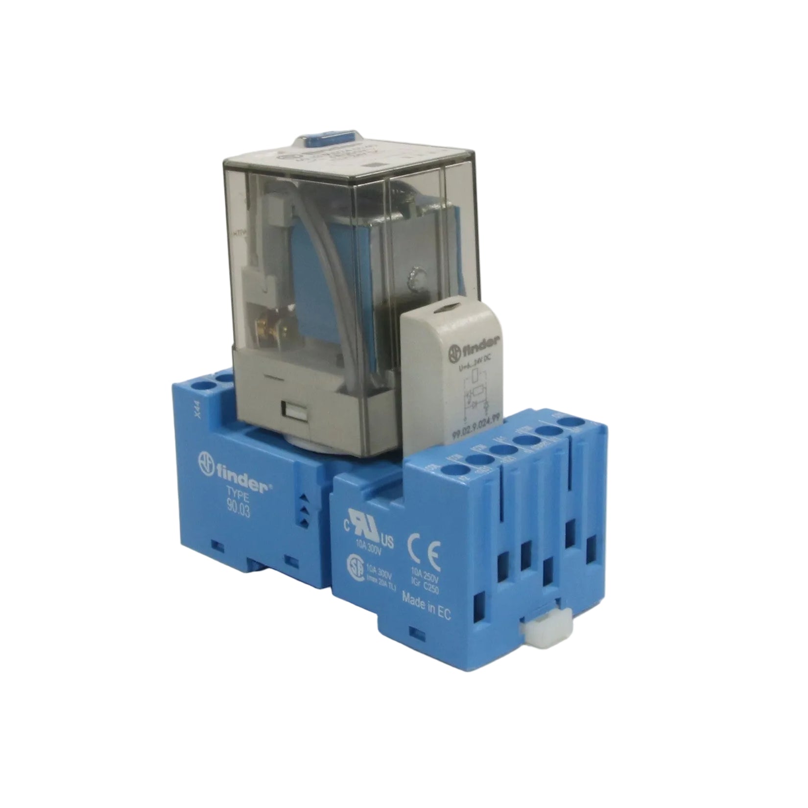 Finder 60.13.9.024.5240 Relay & 90.03 Socket-General Purpose Relay with Socket-01-AA-06-09-02-6152429463400-Used Industrial Parts
