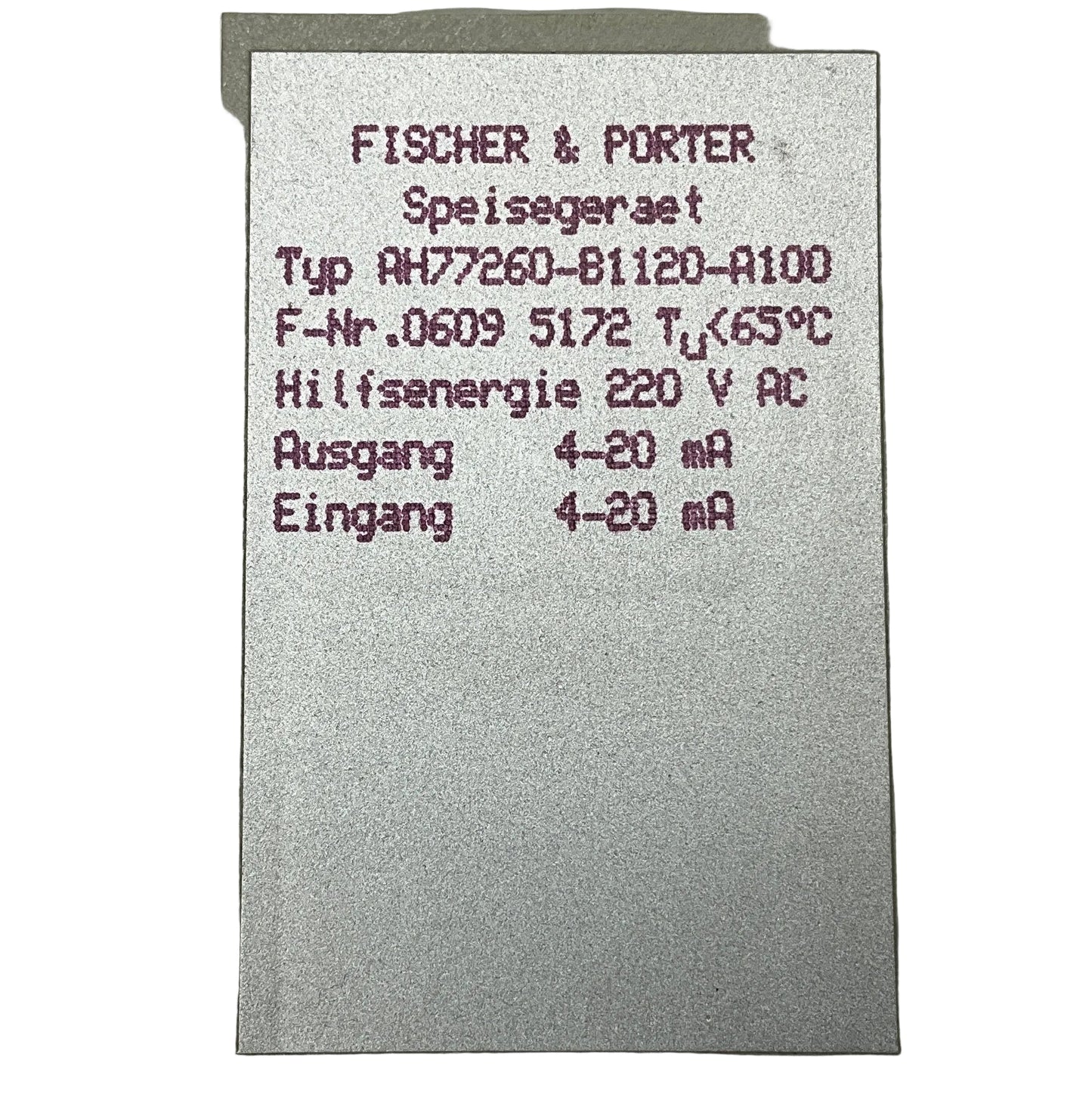Fischer & Porter AH77260-B1120-A100 Power Supply-Power Supply-Used Industrial Parts
