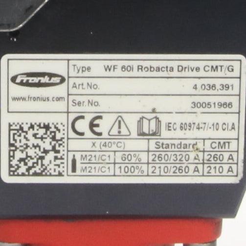 Fronius WF 60i Robacta CMT/G Push/Pull Drive-Push/Pull Drive-Used Industrial Parts