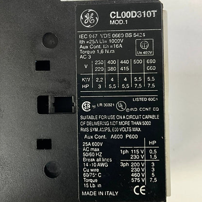 GE General Electric CL00D310T Magnetic Contactor-Magnetic Contactor-Used Industrial Parts