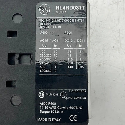 GE General Electric RL4RD031T Contactor-Contactor-Used Industrial Parts