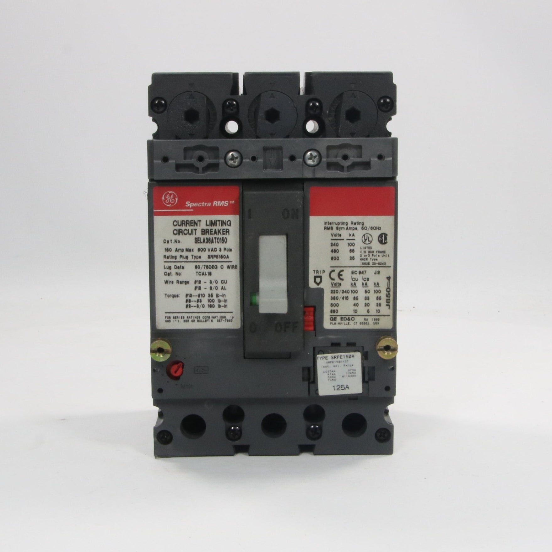 GE General Electric Spectra RMS SELA36AT0150 Circuit Breaker-Circuit Breaker-Used Industrial Parts