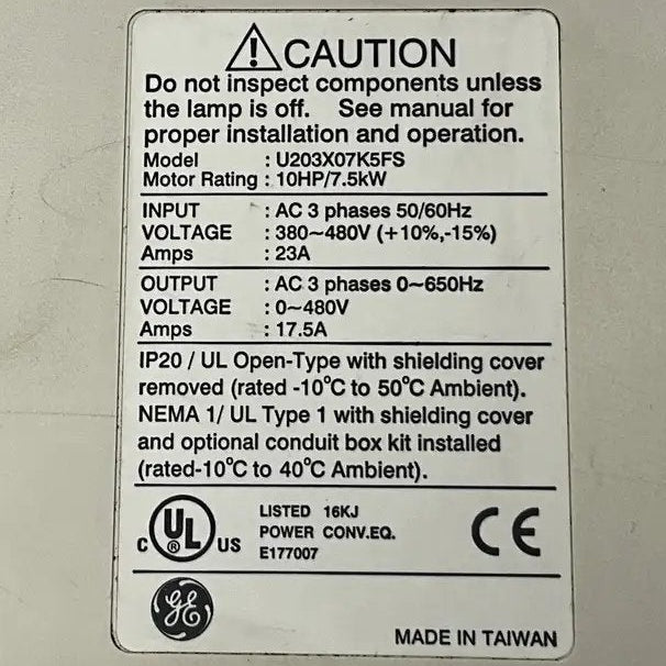 GE General Electric VAT200 Compact Variable Frequency Drive - 7.5kW-Variable Frequency Drive-Used Industrial Parts