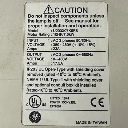 GE General Electric VAT200 Compact Variable Frequency Drive - 7.5kW-Variable Frequency Drive-Used Industrial Parts