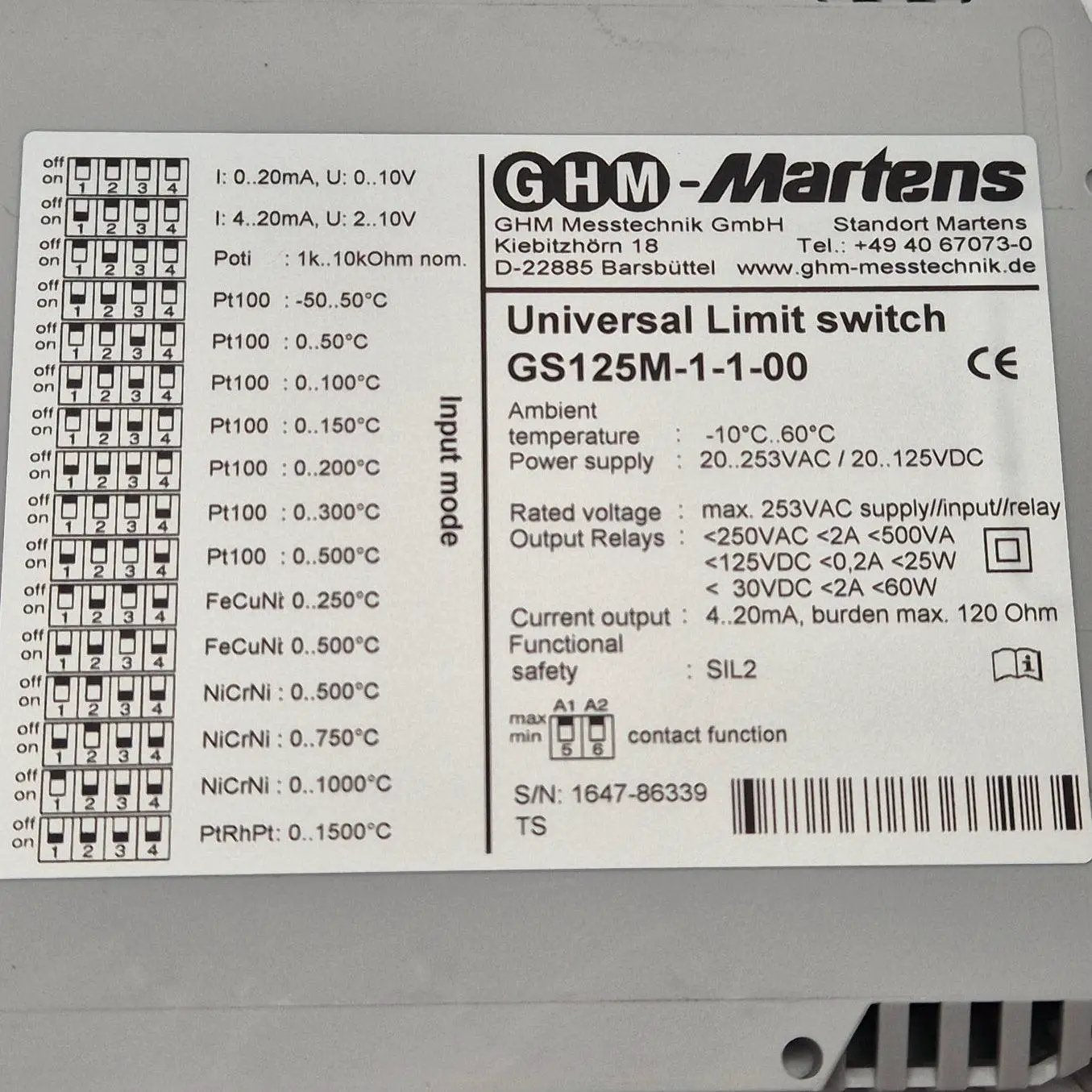 GHM-Martens GS125M-1-1-00 Universal Limit Switch-Universal Limit Switch-Used Industrial Parts