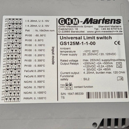 GHM-Martens GS125M-1-1-00 Universal Limit Switch-Universal Limit Switch-Used Industrial Parts
