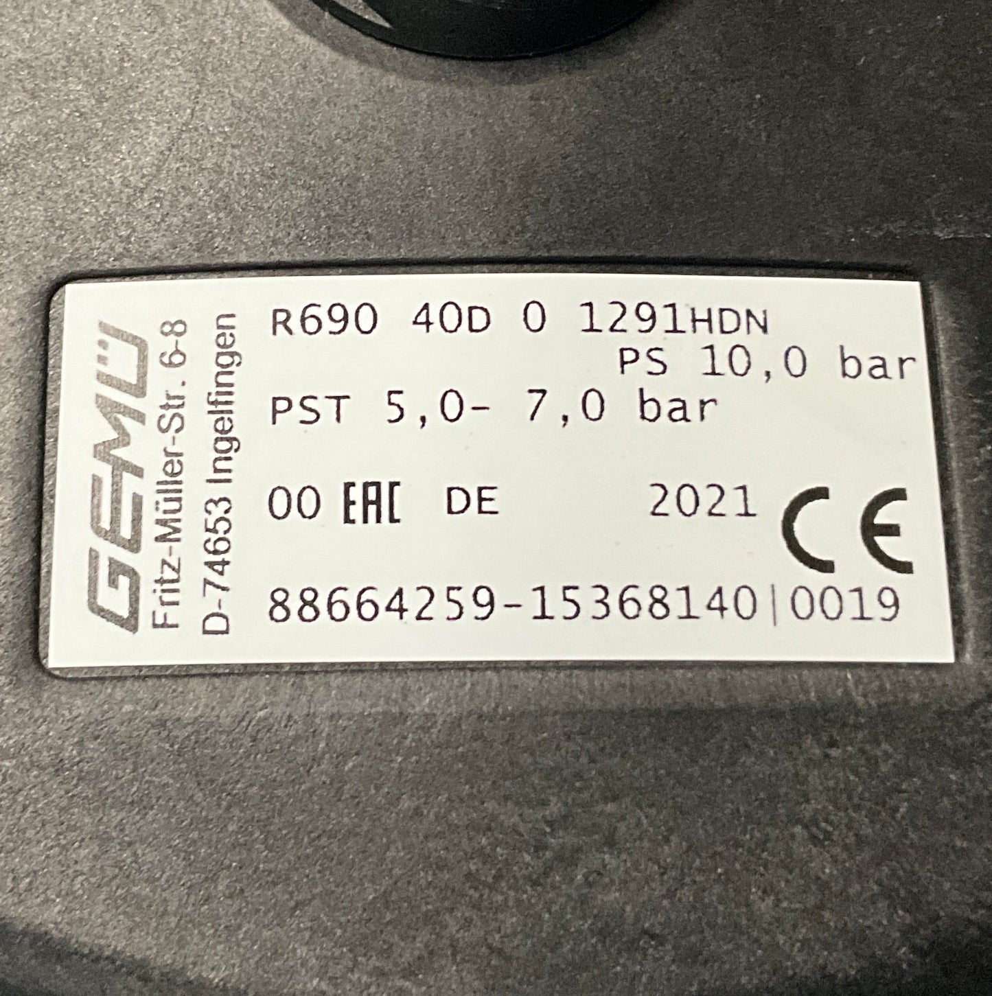 Gemu R690 40D 0 1291 HDN Diaphragm Valve-Diaphragm Valve-Used Industrial Parts