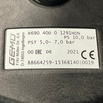 Gemu R690 40D 0 1291 HDN Diaphragm Valve-Diaphragm Valve-Used Industrial Parts