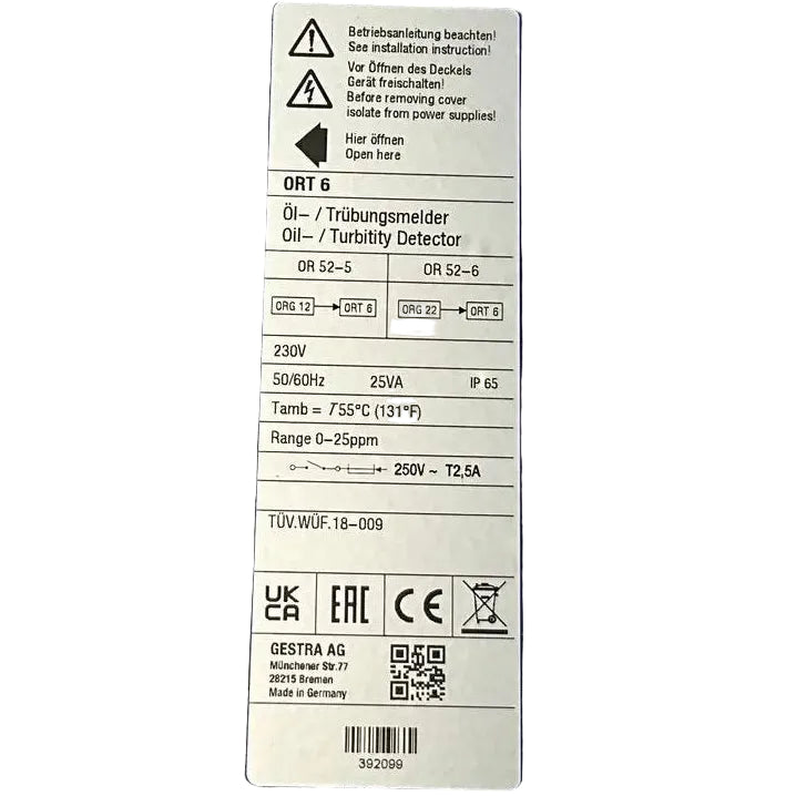 Gestra ORT 6 Spector Compact Oil/Turbidity Detector Controller-Oil/Turbidity Detector Controller-Used Industrial Parts