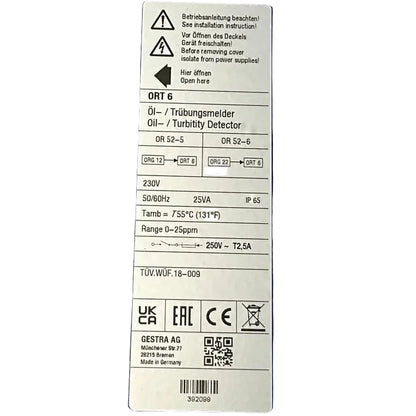 Gestra ORT 6 Spector Compact Oil/Turbidity Detector Controller-Oil/Turbidity Detector Controller-Used Industrial Parts
