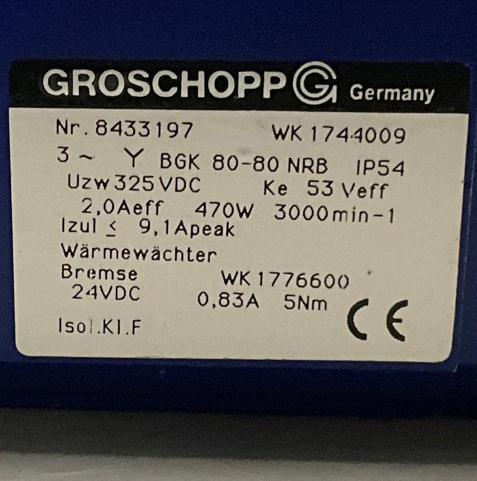 Groschopp WK 1744009 24VDC Brake Gear Motor-Gear Motor-Used Industrial Parts
