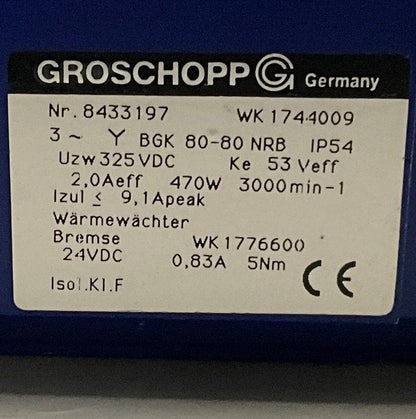 Groschopp WK 1744009 24VDC Brake Gear Motor-Gear Motor-Used Industrial Parts
