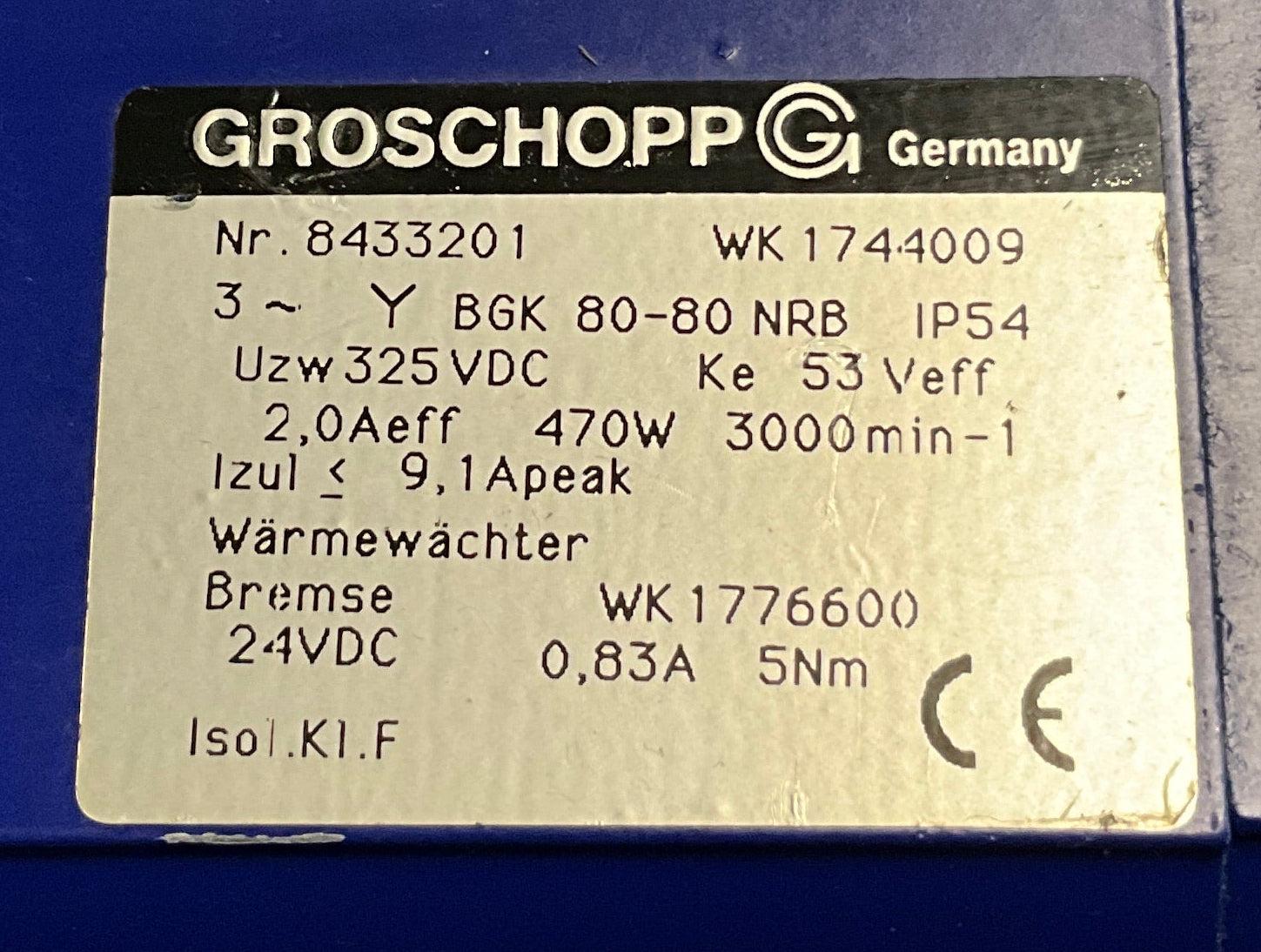Groschopp WK 1744009/020 24VDC Brake Gear Motor-Gear Motor-Used Industrial Parts