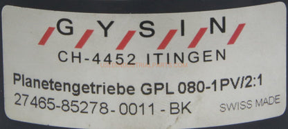 Gysin GPL080-1PV/2:1 Planetary Gear Motor-Planetary Gearbox-AC-02-03-Used Industrial Parts