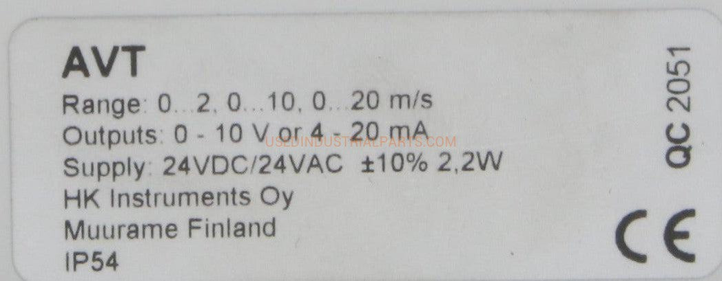 HK Instruments AVT Air Velocity Transmitter-Air Velocity Transmitter-AD-06-06-Used Industrial Parts