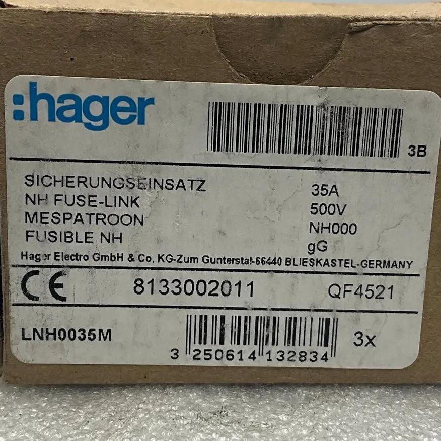 Hager LNH0035M HRC LV Fuse x 3pcs.-HRC LV Fuse-Used Industrial Parts