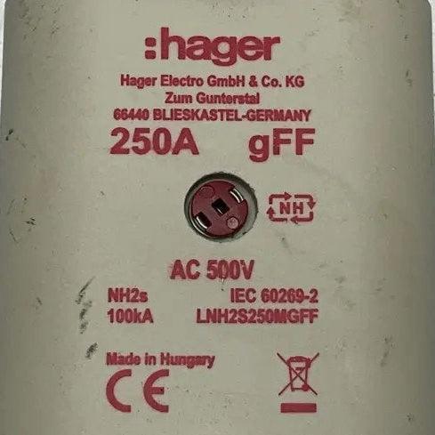 Hager LNH2S250MGFF HRC LV Fuse - 3/pack-HRC LV Fuse-Used Industrial Parts