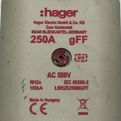 Hager LNH2S250MGFF HRC LV Fuse - 3/pack-HRC LV Fuse-Used Industrial Parts
