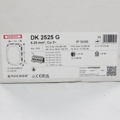 Hensel DK 2525 G Terminal Enclosure x 2-Terminal Enclosure-Used Industrial Parts