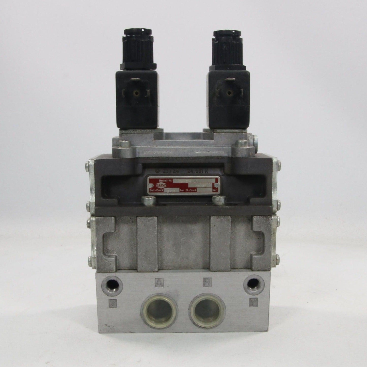 Herion 25 514 01 Double Solenoid Valve - 2 x Herion 0200 Valve Coils-Solenoid Valve-Used Industrial Parts