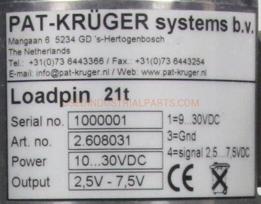 Hirschmann/Pat-Kruger 21t Load Pin-Load Pin-CD-03-06-Used Industrial Parts