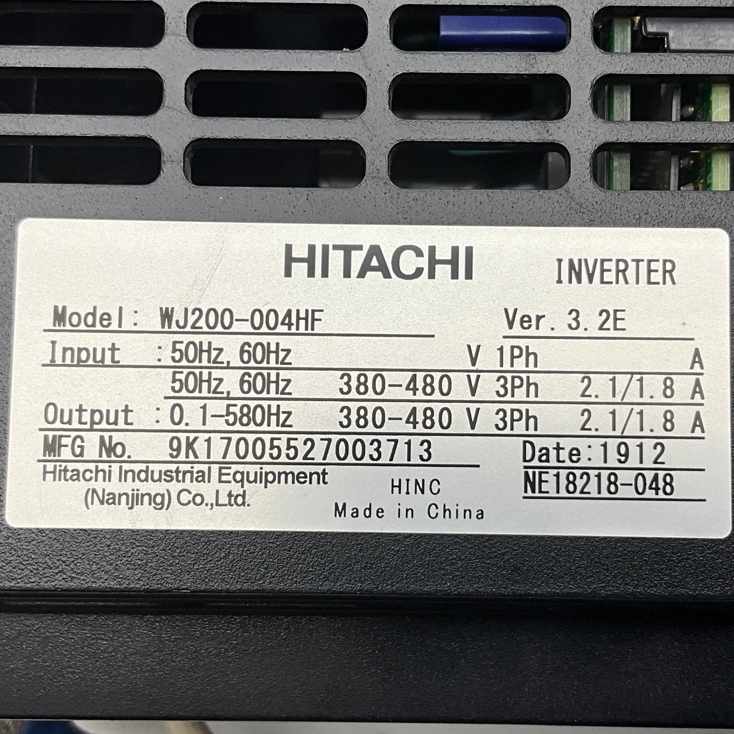 Hitachi WJ200-004HF Inverter-Variable Frequency Inverter-Used Industrial Parts