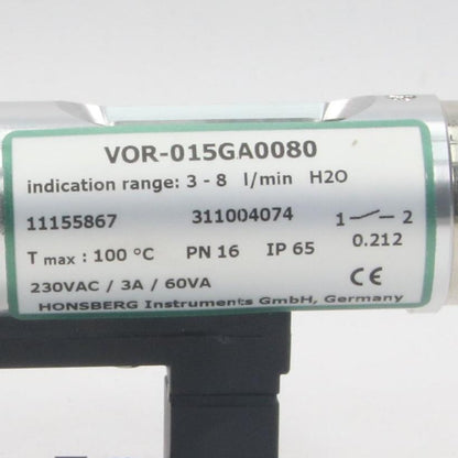 Honsberg Instruments GmbH VOR 015GA0080 Flow Indicator-Flow Indicator-Used Industrial Parts