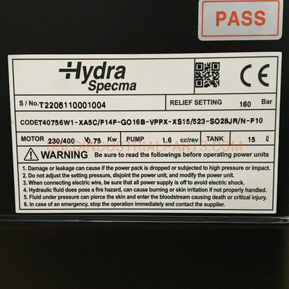 Hydra Specma Hydraulic Power Pack-Power pack-BC-01-01-01-Used Industrial Parts