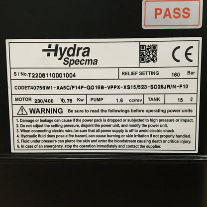 Hydra Specma Hydraulic Power Pack-Power pack-Used Industrial Parts