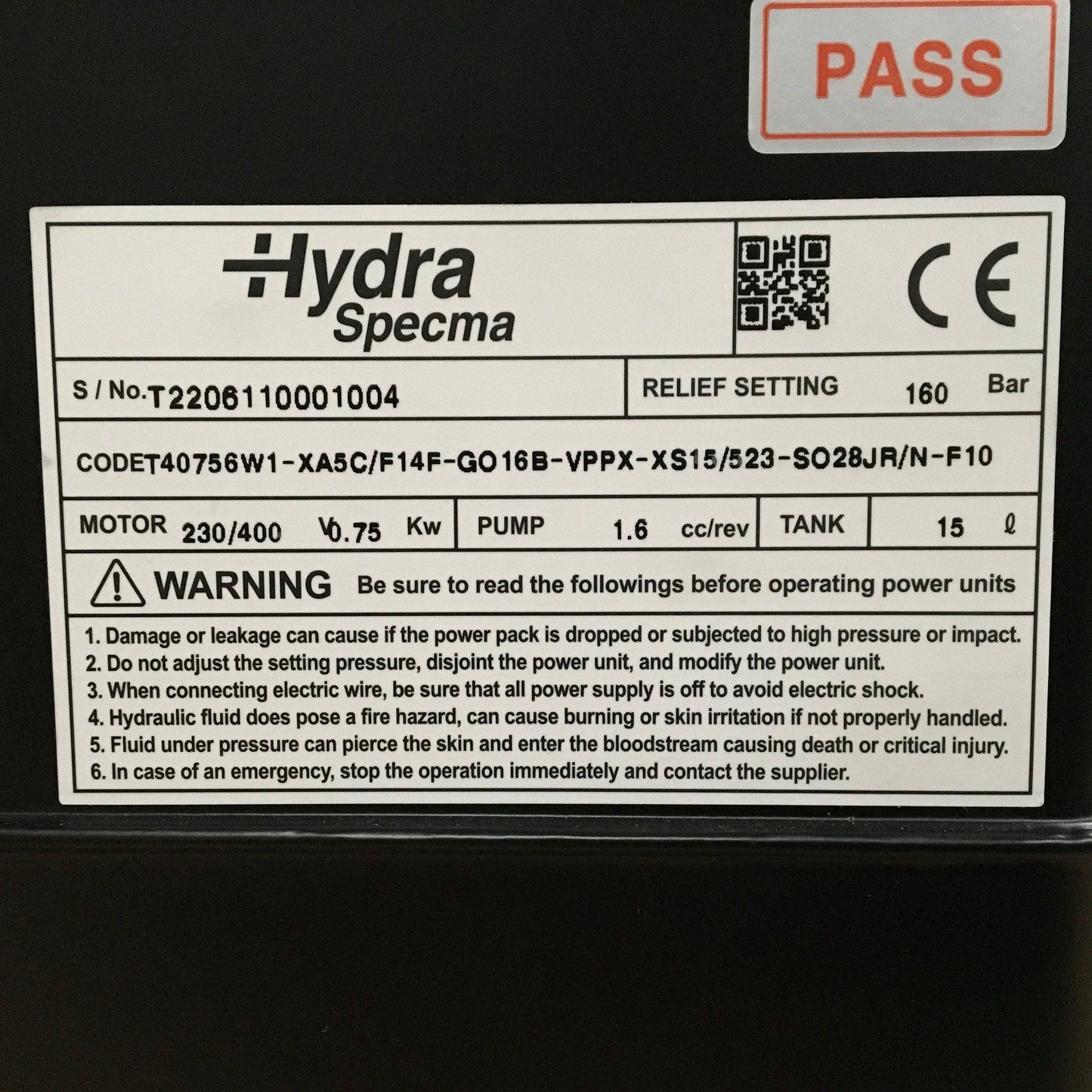 Hydraulic Power Pack Hydra Specma-Hydraulic Power Pack-Used Industrial Parts