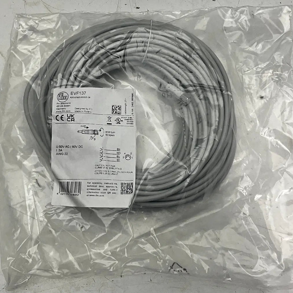 IFM Electronic EVF137 Connecting Cable with Socket-Connecting Cable with Socket-Used Industrial Parts