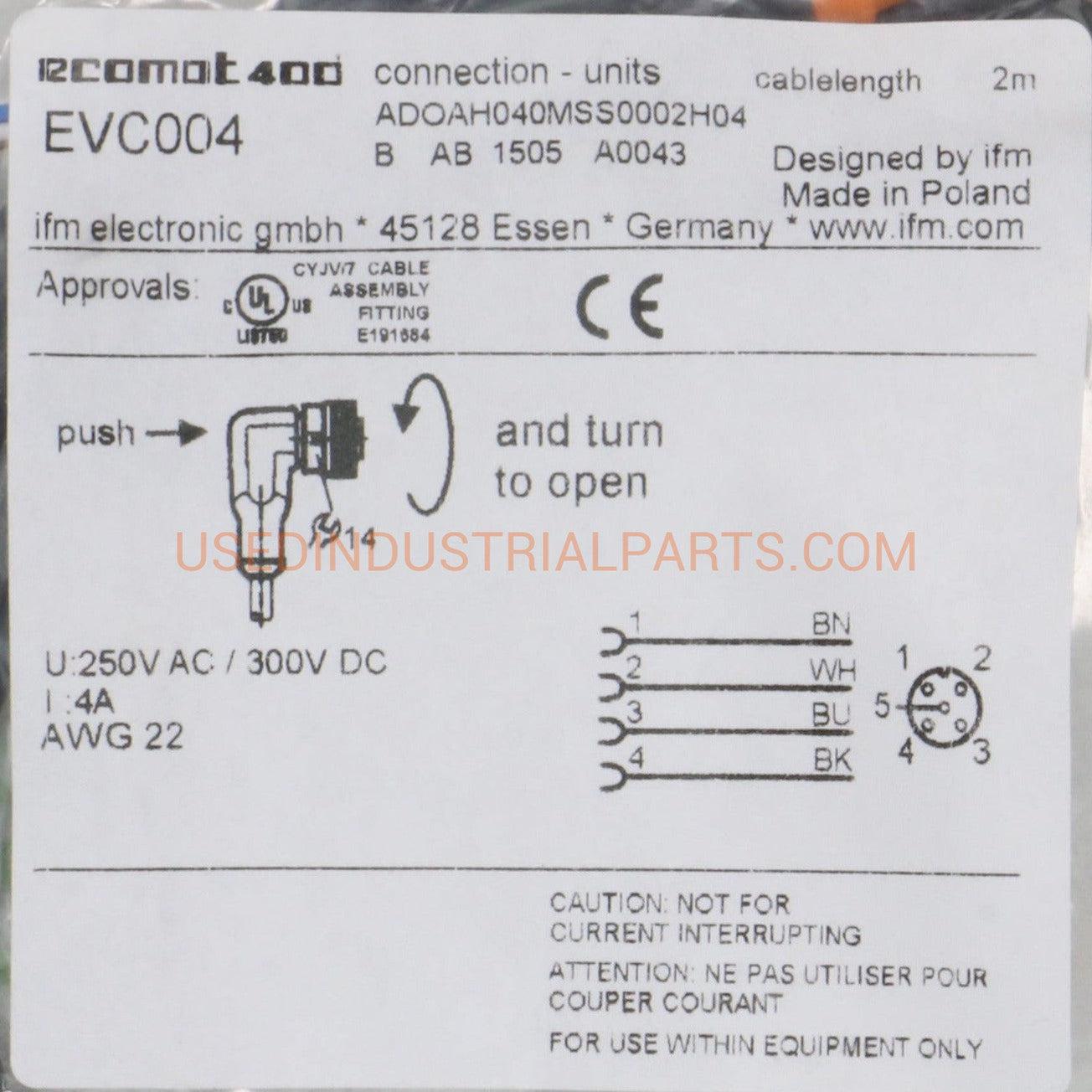 IFM Electronic Ecomat 400 EVC004 Connection Cable-Connecting Cable-AB-04-01-Used Industrial Parts