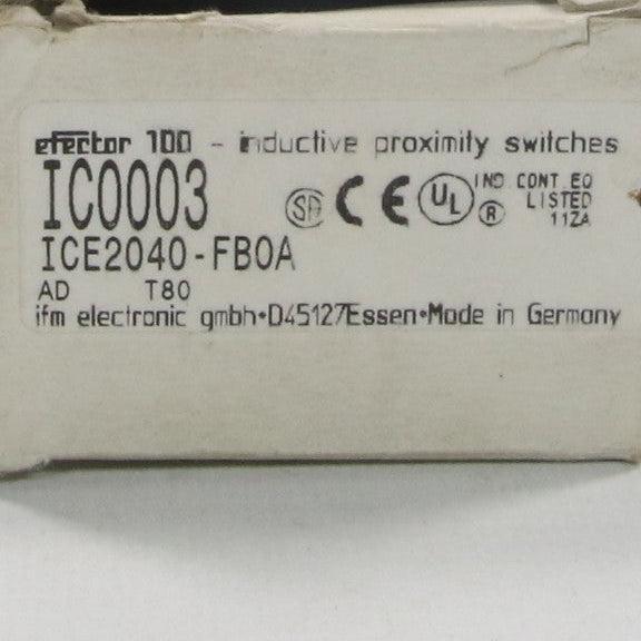 IFM Electronic IC0003 Inductive Sensor - ICE2040-FBOA-Inductive Sensor-Used Industrial Parts