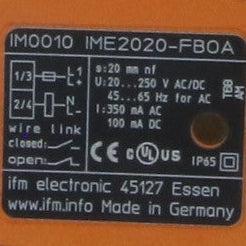 IFM Electronic IM0010 Inductive Sensor - IME2020-FBOA-Inductive Sensor-Used Industrial Parts