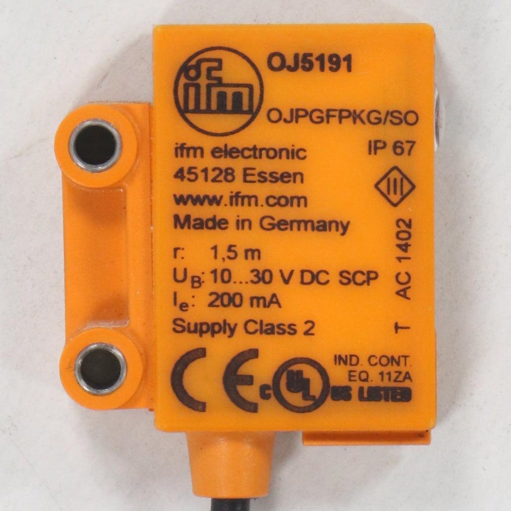 IFM Electronic OJ5191 Retro Reflective Photoelectric Sensor & Reflector-Retro Reflective Photoelectric Sensor & Reflector-Used Industrial Parts