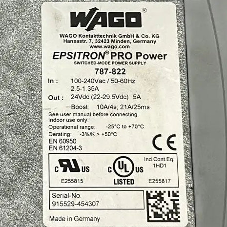 Wago Epsitron Pro Power 787-822 Switched Mode Power Supply-Switched Mode Power Supply-Used Industrial Parts