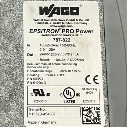 Wago Epsitron Pro Power 787-822 Switched Mode Power Supply-Switched Mode Power Supply-Used Industrial Parts