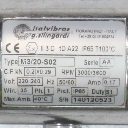 Italvibras M3 20 S02 Vibratory Motor-Vibratory Motor-Used Industrial Parts