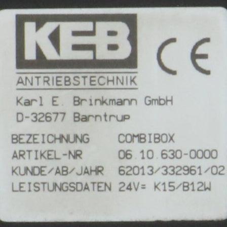 KEB Antriebstechnik COMBIBOX 06.10.630-0000 Clutch Brake-Electromagnetic Clutch Brake-Used Industrial Parts