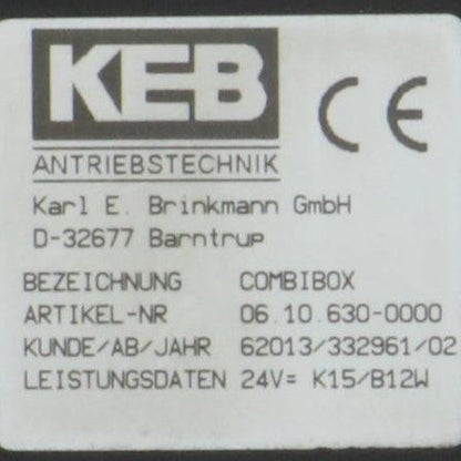 KEB Antriebstechnik COMBIBOX 06.10.630-0000 Clutch Brake-Electromagnetic Clutch Brake-Used Industrial Parts